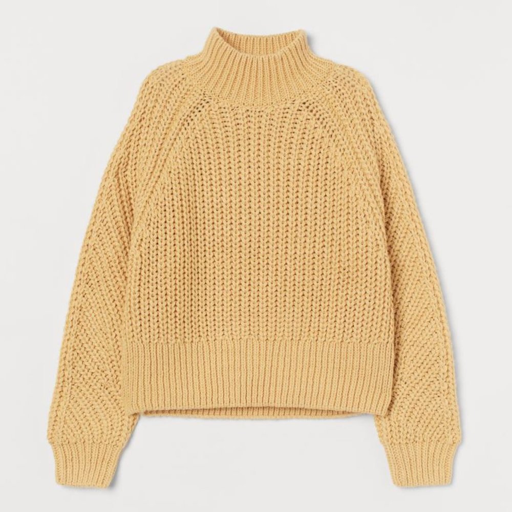 H&M Yellow Sweater, Size XS, Mock Neck